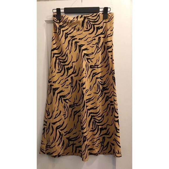 Madewell Silk Midi Slip Skirt Tiger Stripe - Picture 2 of 5